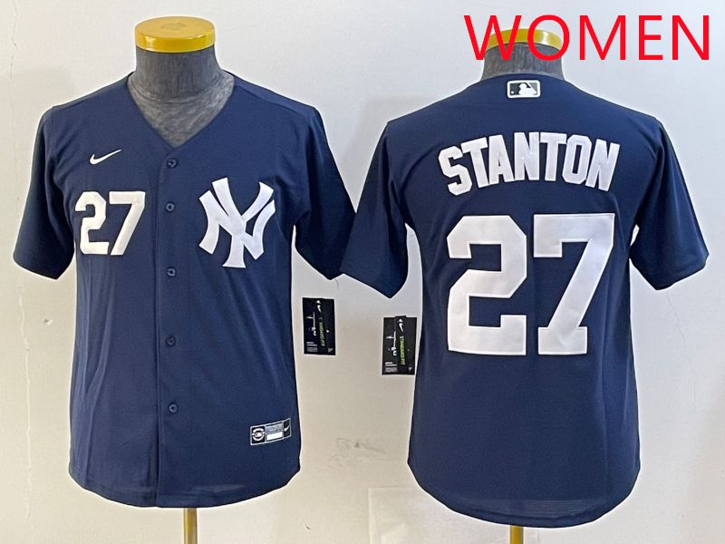 Women New York Yankees #27 Stanton Blue Game 2025 Nike MLB Jersey style 4